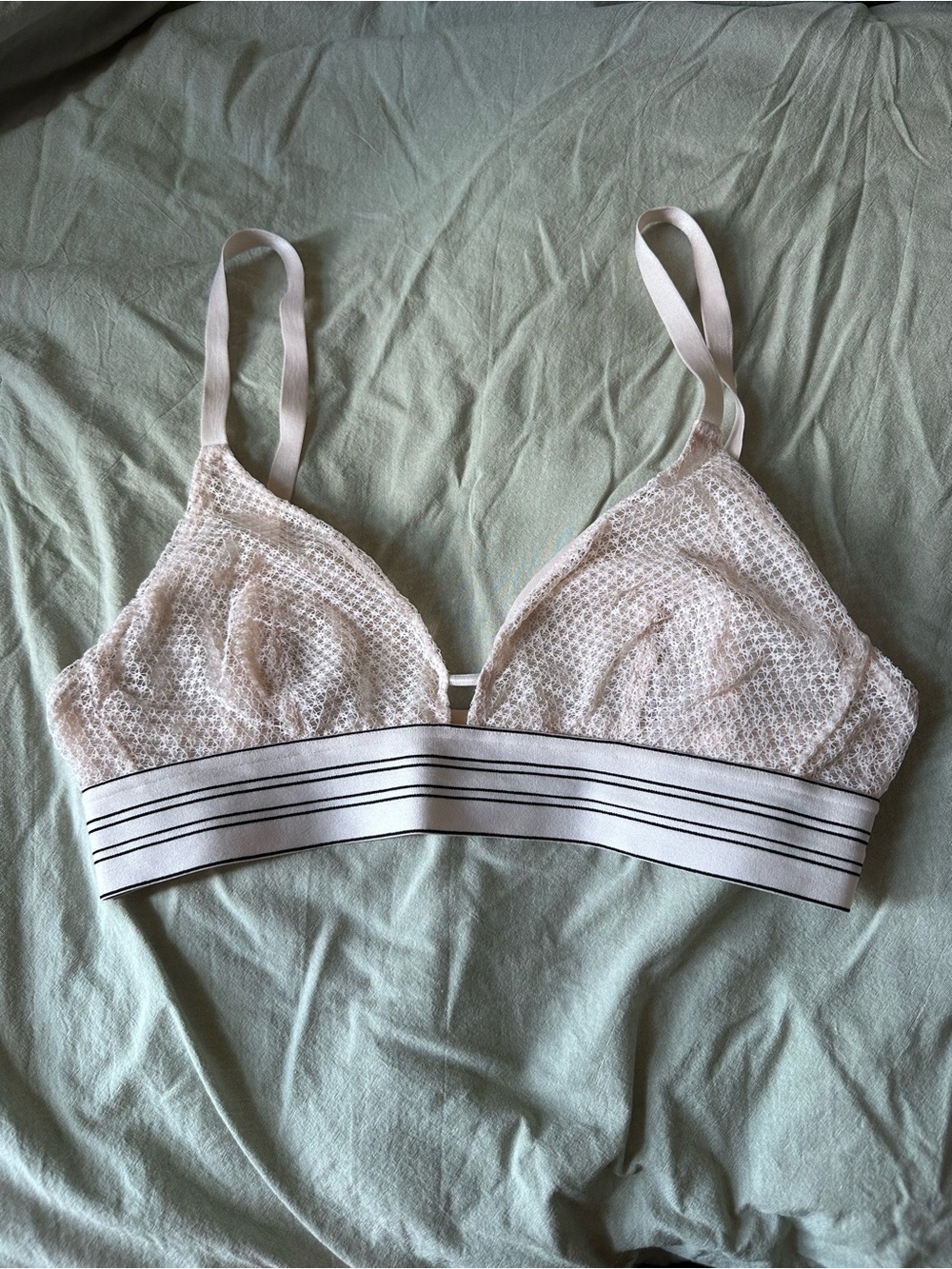 Lively Lace Bralette in Light Blush with Black-Trim Band